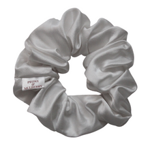 Load image into Gallery viewer, Luxury Midi White Hair Scrunchie - Pure 100% Mulberry Silk 22 Momme