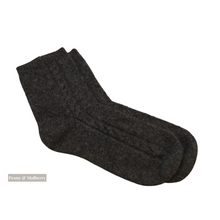 Load image into Gallery viewer, Luxurious Cable Design Pure Cashmere Ankle Socks In Charcoal