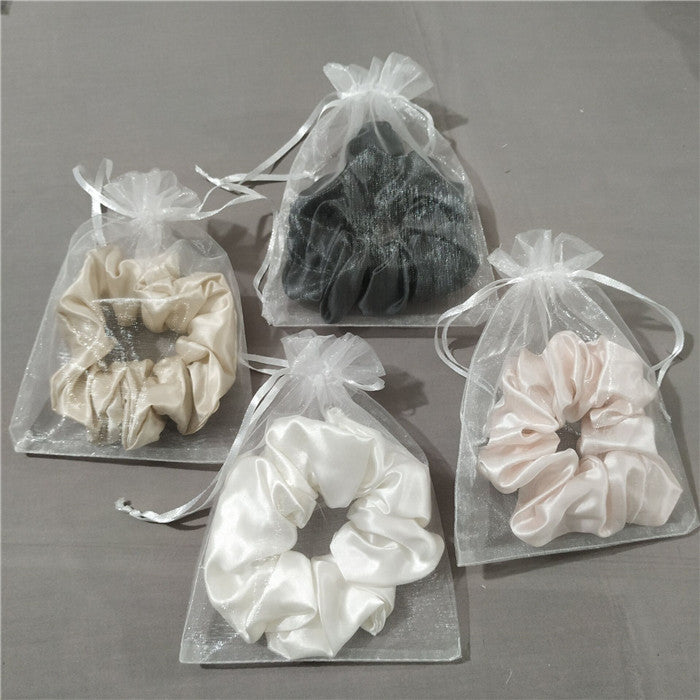 Luxury Midi White Hair Scrunchie - Pure 100% Mulberry Silk 22 Momme