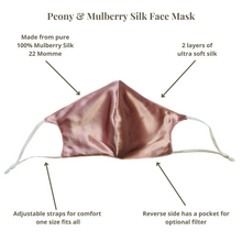 Load image into Gallery viewer, Peony & Mulberry Pure 100% Mulberry Silk Face Mask in Dark Pink (22 Momme)