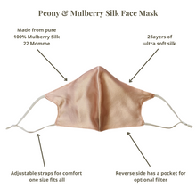 Load image into Gallery viewer, Peony & Mulberry Pure 100% Mulberry Silk Face Mask in Light Pink (22 Momme)