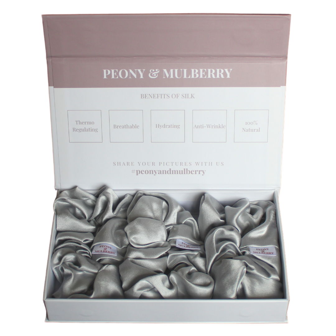 Pure Mulberry Silk Scrunchie Gift Box Set – 3 Pieces