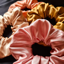 Load image into Gallery viewer, Luxury Maxi Rose Gold Hair Scrunchie - Pure 100% Mulberry Silk 22 Momme
