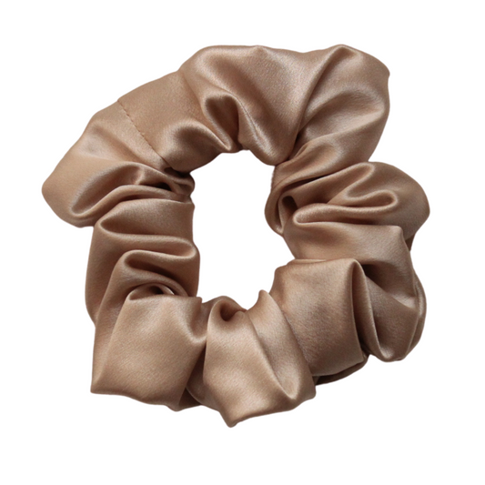 Luxury Midi Champagne Hair Scrunchie - Pure 100% Mulberry Silk 22 Momme