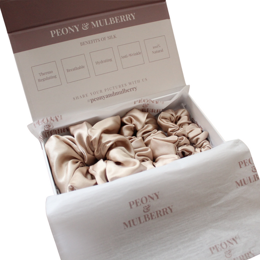 Pure Mulberry Silk Scrunchie Gift Box Set – 3 Pieces