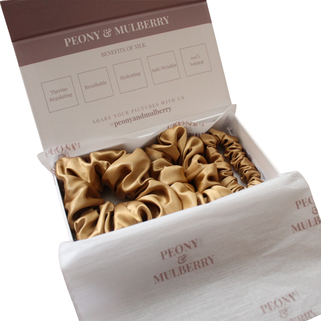 Pure Mulberry Silk Scrunchie Gift Box Set – 3 Pieces