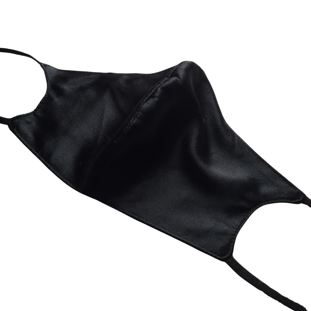 Peony & Mulberry Pure 100% Mulberry Silk Face Mask in Black (22 Momme)