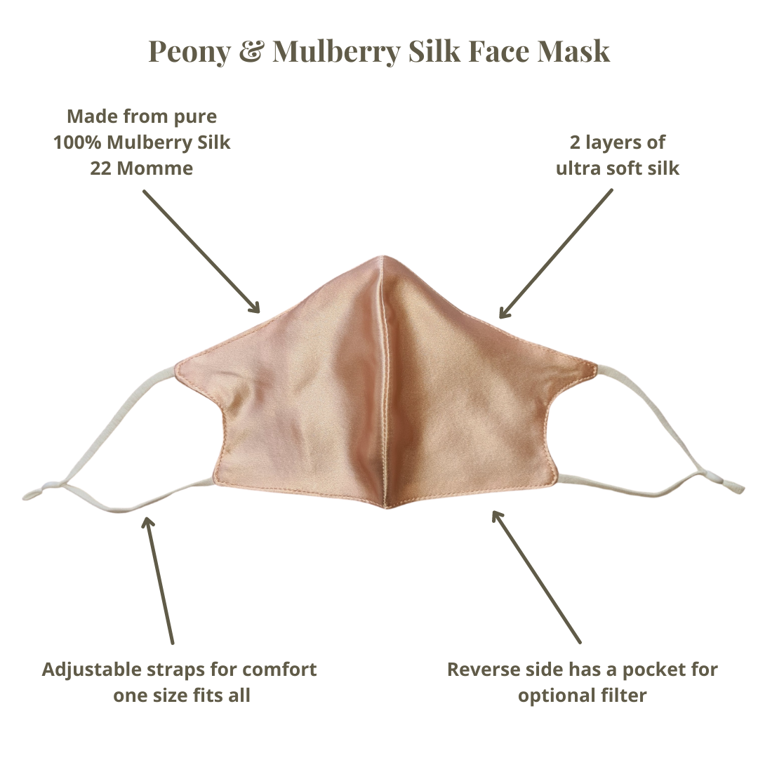 Peony & Mulberry Pure 100% Mulberry Silk Face Mask in Light Pink (22 Momme)