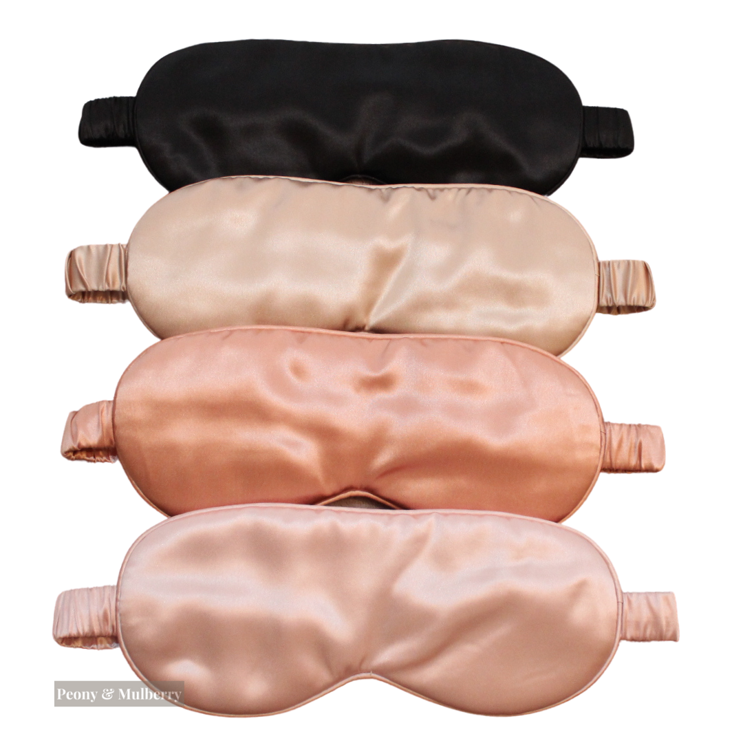 Luxury Black Sleep Mask Pure 100% Mulberry Silk 22 Momme