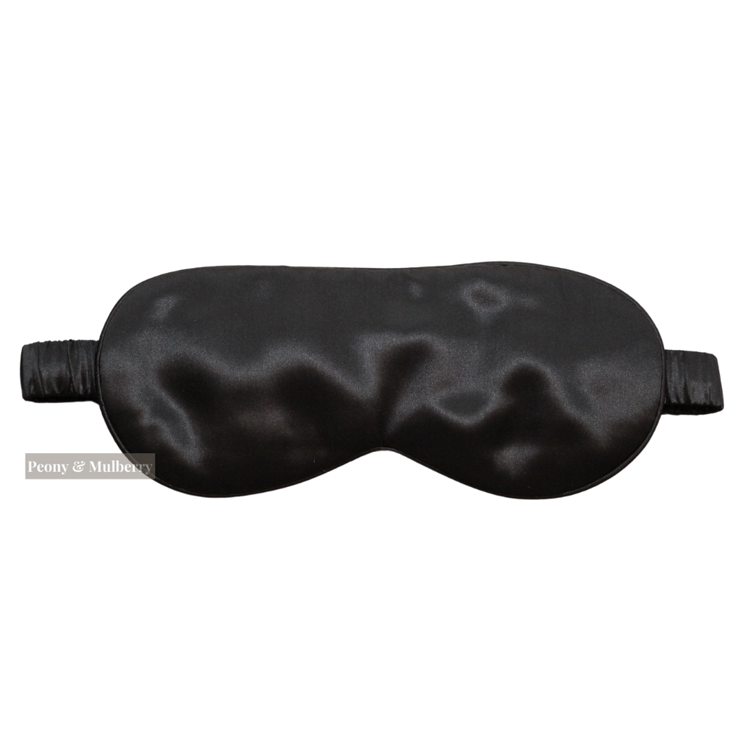 Luxury Black Sleep Mask Pure 100% Mulberry Silk 22 Momme
