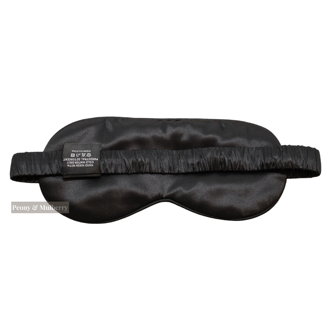 Luxury Black Sleep Mask Pure 100% Mulberry Silk 22 Momme