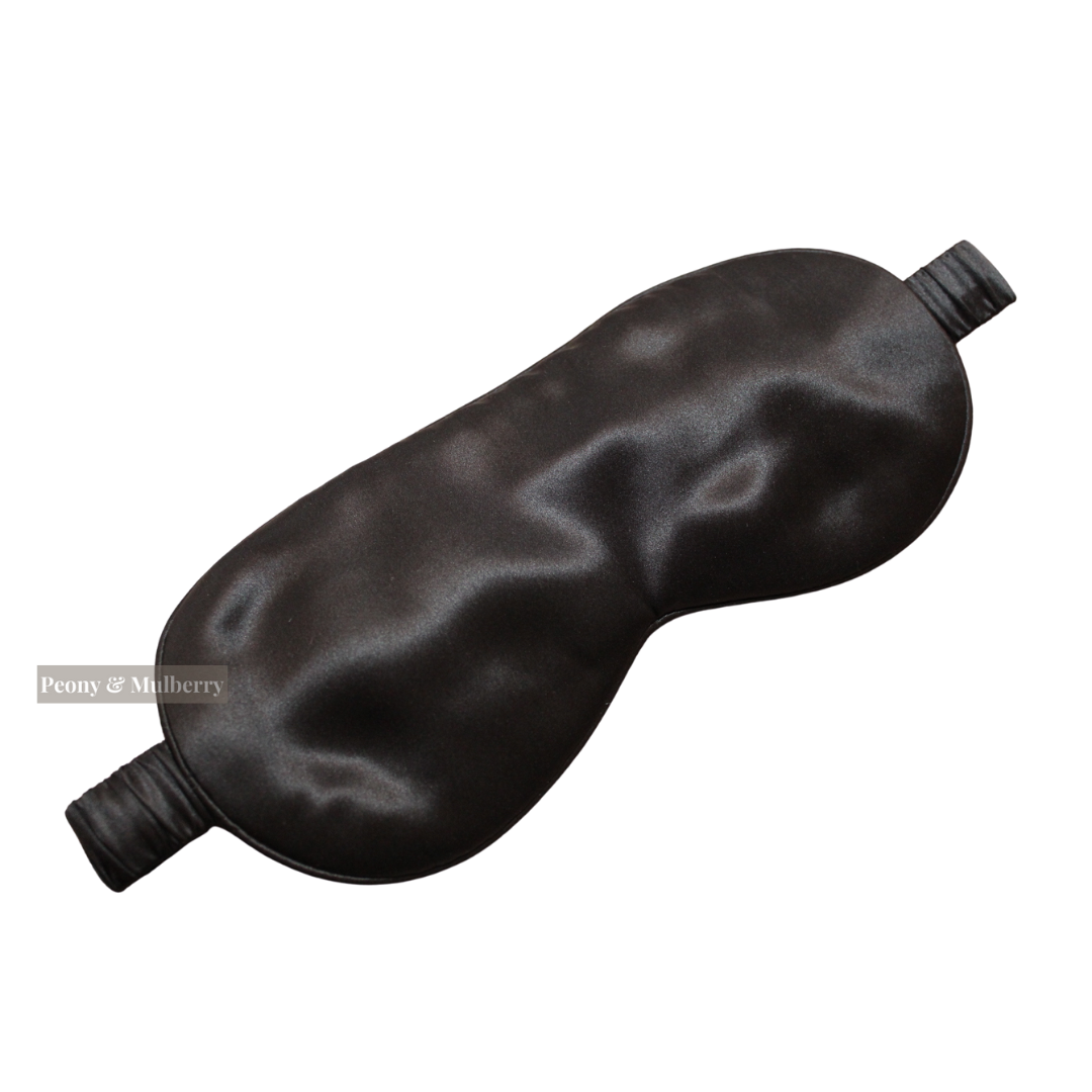 Luxury Black Sleep Mask Pure 100% Mulberry Silk 22 Momme