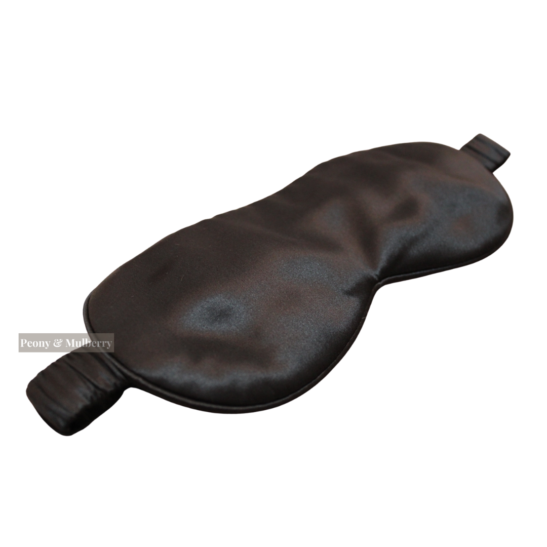 Luxury Black Sleep Mask Pure 100% Mulberry Silk 22 Momme